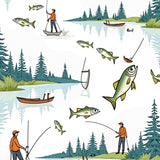 Angler Lake Scene Decorative Nautical Fish Catch Display(Brown)