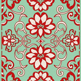 Art Nouveau Floral Maze with Curved Petal Details and Twisting Vines (Green) - ODIKA