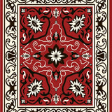 Traditional Scrollwork with Abstract Floral and Leaf (Red)