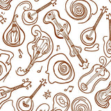 Guitar Melody Mosaic Motif with Vintage Musical Notes(Brown)