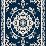 Enchanting Medallion Damask Vintage Baroque Scroll Embellishment (Blue)