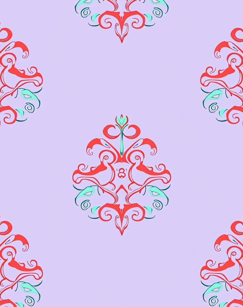 Elegant Damask with Curved Flourishes and Subtle (Purple) - ODIKA