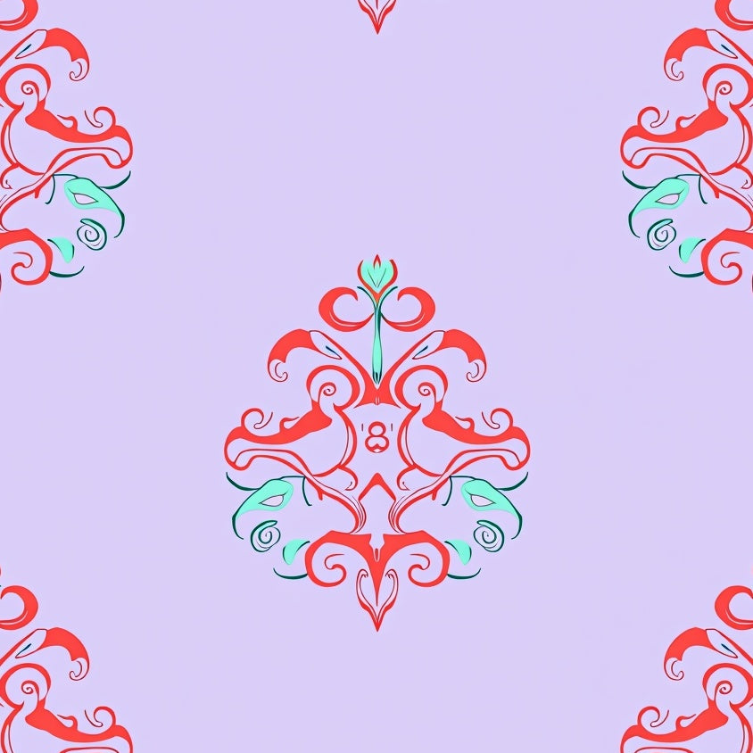 Elegant Damask with Curved Flourishes and Subtle (Purple) - ODIKA