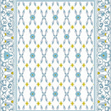 Baroque Floral Lattice with Vintage Damask Motif Accent(Blue)