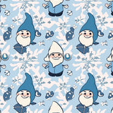 Winter Wonderland Gnome Motif Seasonal Snowfall Theme(Blue)