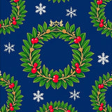Festive Holly Wreath with Snowflake Motifs Holiday Decorative(Blue)
