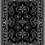 Floral Damask Scroll Work Classic Interior Accent(Black)