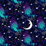 Celestial Nightscape Featuring Twinkling Stars and Moon Motif(Blue)