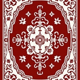 Floral Medallion with Delicate Scrollwork and Stylized Blooms (Red)
