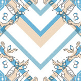 Elegant Boho Chevron With Subtle Abstract Floral Accents (Blue) - ODIKA