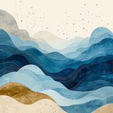 Breeze Abstract Beige & Waves for(Blue)