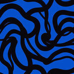 Interlocking Waves Motif in Midnight and Cobalt Modern Abstract Design (Blue) - ODIKA