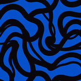 Interlocking Waves Motif in Midnight and Cobalt Modern Abstract Design (Blue) - ODIKA