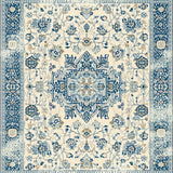 Beige Blue Area Vintage Farmhouse(Beige)