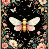 Enchanted Night Garden Featuring Whimsical Bugs and Floral(Black)