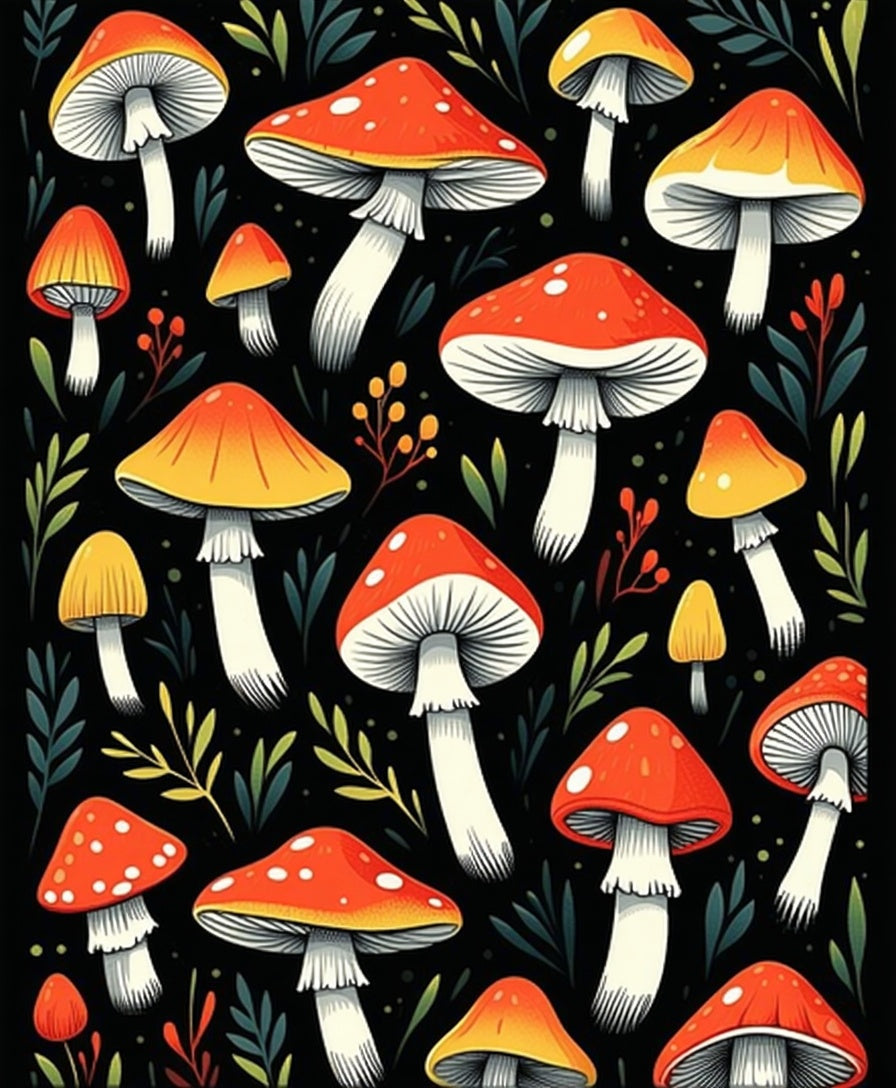 Playful Mushroom Black Anti Fatigue(Red) - ODIKA