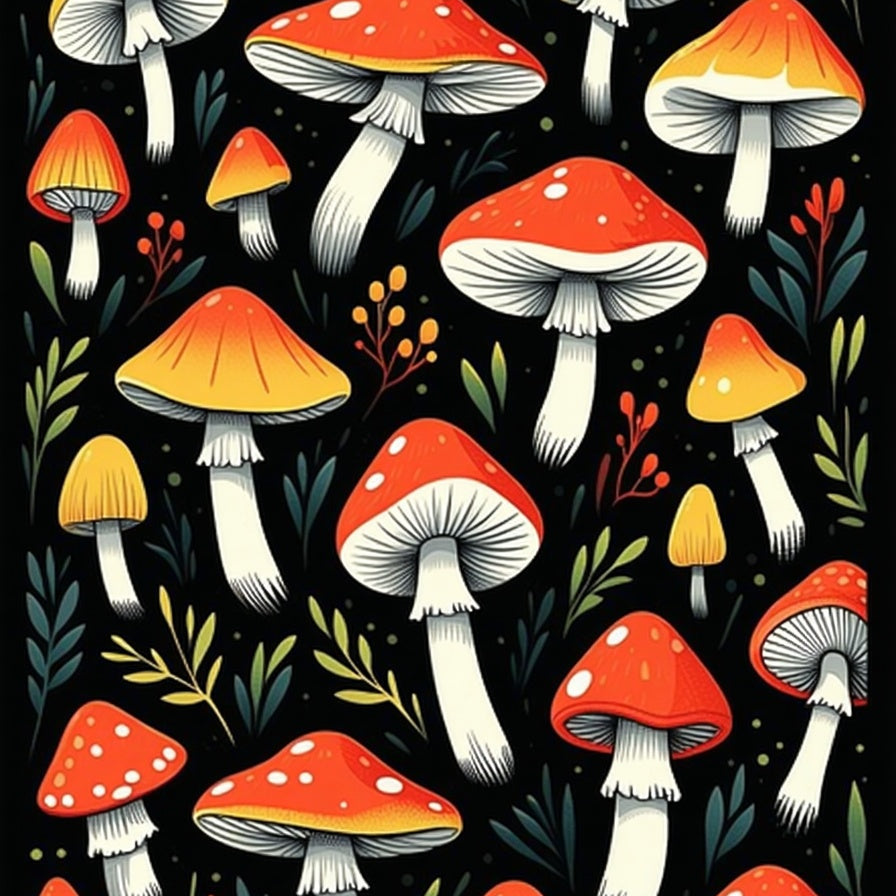 Playful Mushroom Black Anti Fatigue(Red) - ODIKA