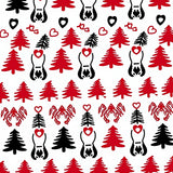 Rustic Cabin Motif with Interlocking Pine Trees and Tiny Embellishments(White)