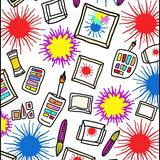 Art Studio Paint Brushes Palette Canvas Creative Workshop Design Floor(Red)