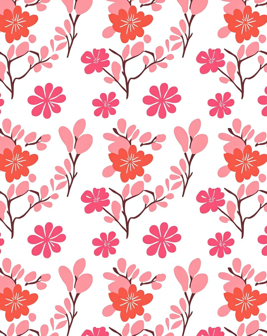 Boho Wildflower Meadow With Scattered Petal Motifs (Pink) - ODIKA