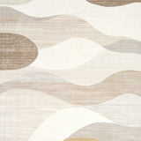 Contemporary Abstract with Flowing Wave Motifs and Sand Hues(Beige)