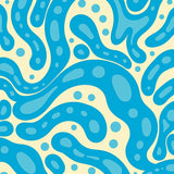 Abstract Waves and Pebble Dots in Playful Cascade Formation (Blue)