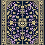 Artisan Scrollwork Mosaic with Classic Floral Emblems (Black)