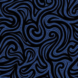 Abstract Wave Motif Featuring Fluid Swirls and Curves(Black)