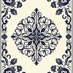 Ornate Floral Medallion Elegance with Interlocking Botanical Scrollwork (Ivory) - ODIKA