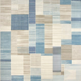 Seaside Serenity Beige Blue Stripe Area Resilient & Modern(Beige)