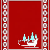 Nordic Winter Wonderland with Santa Sleigh and Pine Forest Motif(Red)