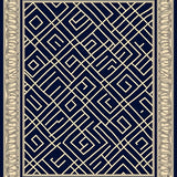 Classic Interlocking Trellis Motif with Ornate Scrollwork Accents(Navy)