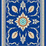 Classic Medallion Motif with Layered Floral and Symmetrical Balance (Blue)