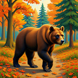 Mountain Wildlife Decorative Walking Bruin Tapestry(Brown)