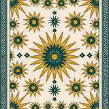 Boho Sunburst Mosaic with Ornate Floral Medallions(Beige)