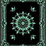 Botanical Leaf Medallion with Intricate Vine Border Design (Black) - ODIKA