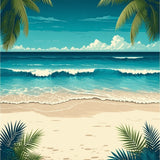 Tropical Coconut Palm Beach Sea Water Natural Scenery Floor Mat(Blue)