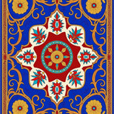 Vibrant Mosaic Tapestry Medallion Swirl Interlacing Design(Blue)