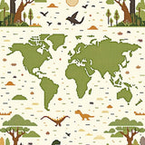 Light Beige Educational with Prehistoric Dinosaur Art and Earth Map Graphics(Green)