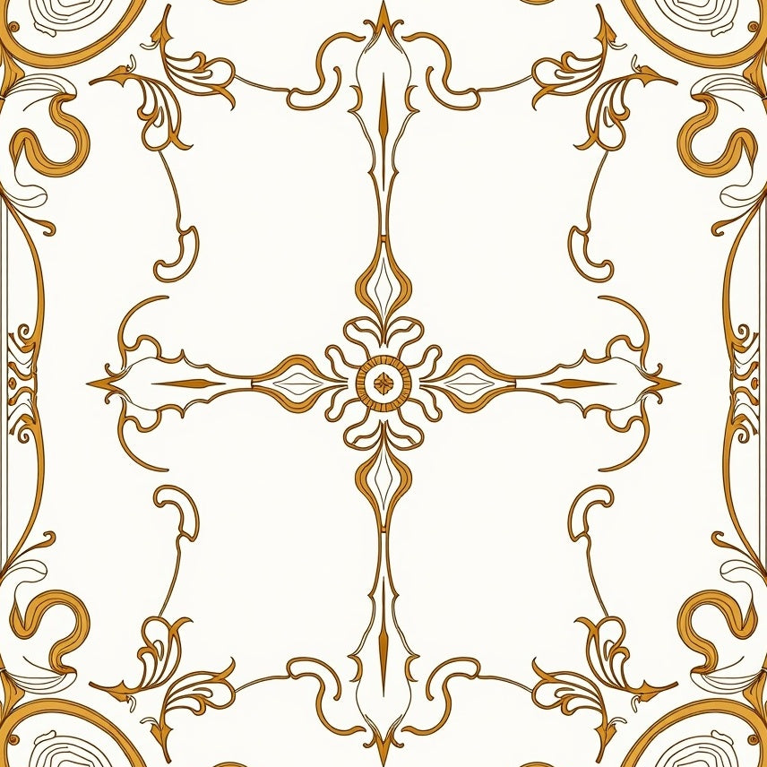 Luxurious Damask Scrollwork Botanical Heritage (Gold) - ODIKA