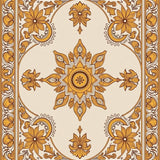 Vintage Floral Medallion with Interlocking Earth Tone Motifs(Beige)