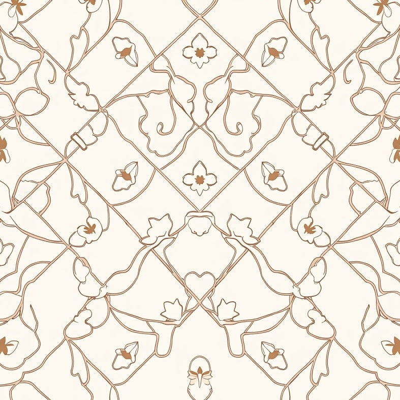 Elegant Floral Vine Trellis Decorative Accent (White) - ODIKA