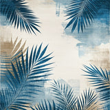 Modern Tropical Leaf in Blue Grey Beige Tones(Blue)