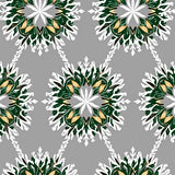 Ornate Holly Wreaths Framed by Frosted Snowflake Embellishments(Green)