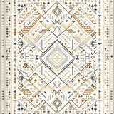 Boho Chic Beige Area Ultra Geometric Modern(Beige)