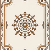 Elegant Distressed Floral Medallion with Ornate Scrollwork(Beige)