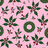 Festive Holly Berry Wreath Decorative Floor Covering(Pink)