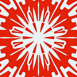 Retro Sunburst Check with Vintage Abstract Motifs(Red)