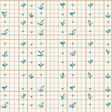 Waffle Grid with Interlocking Latticework and Subtle Botanical Details(Brown)