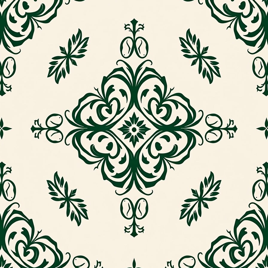 Vintage Botanical Damask Medallion (Green) - ODIKA